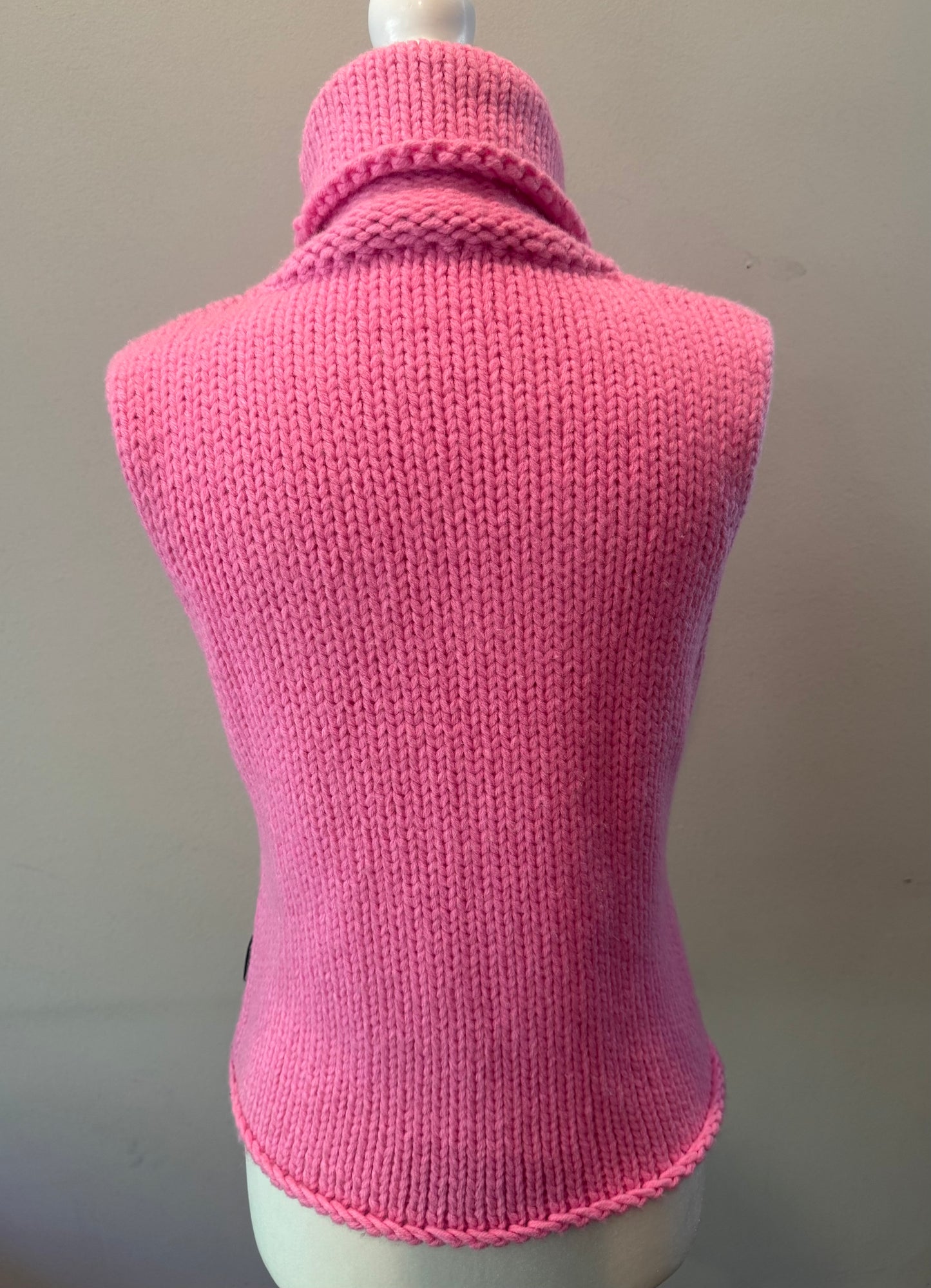 Vintage 1990s Versace Jeans Couture Pink Chunky Knit Turtleneck Sweater