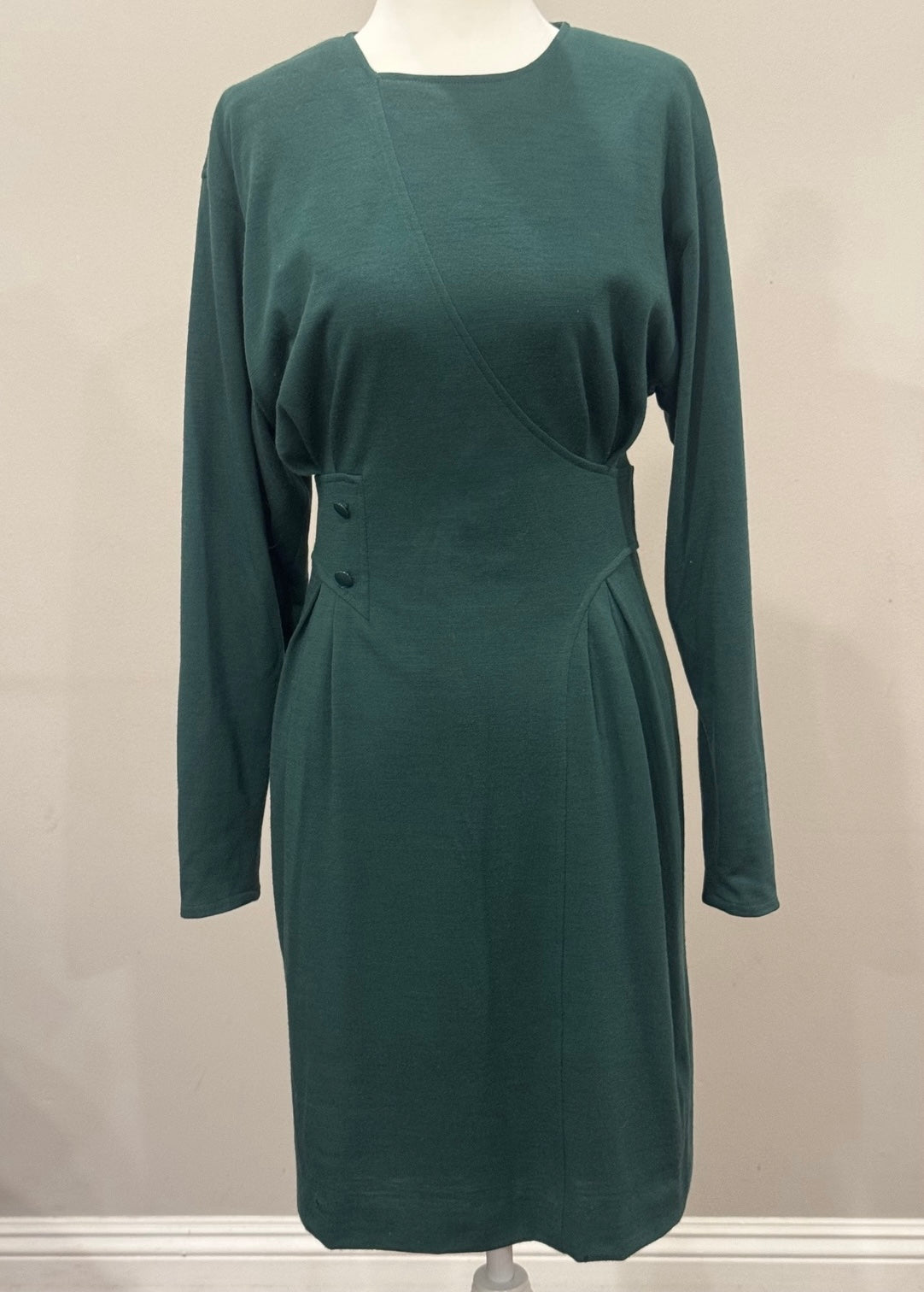 1980s Guy Laroche Emerald Wool Sheath Dress (As-Is)