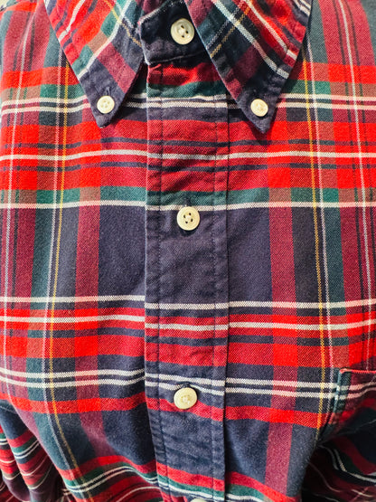 Vintage Polo Up-Cycled Plaid Cropped Oxford Shirt