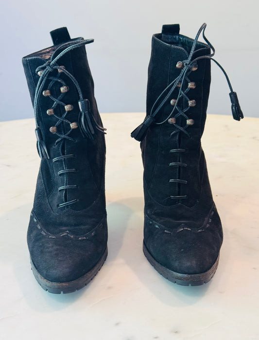 Gucci Vintage Suede Lace-Up Boots
