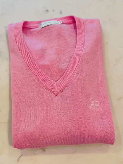 Burberrys Vintage Pink V-Neck Sweater