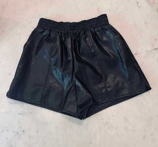 Black Faux Leather Shorts