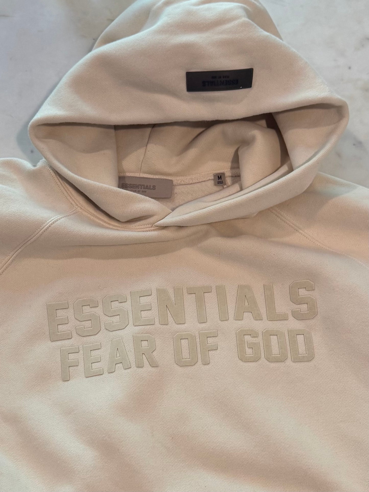 Essentials-Fear of God Hoodie in Eggshell