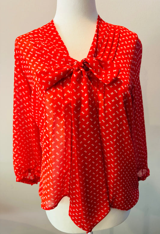 Secretary Bow Print Blouse