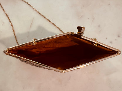 Vintage Etra Gold Leather Clutch: 1970s Metallic Woven Evening Bag