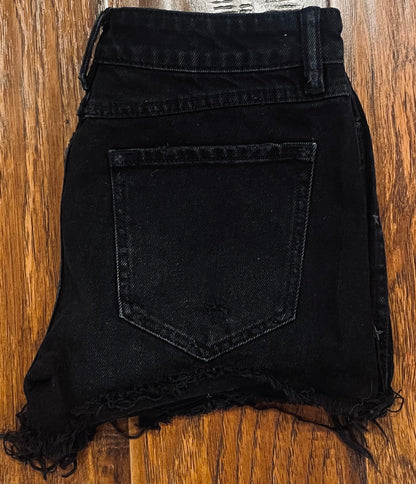 AllSaints Black Distressed Cutoff Shorts