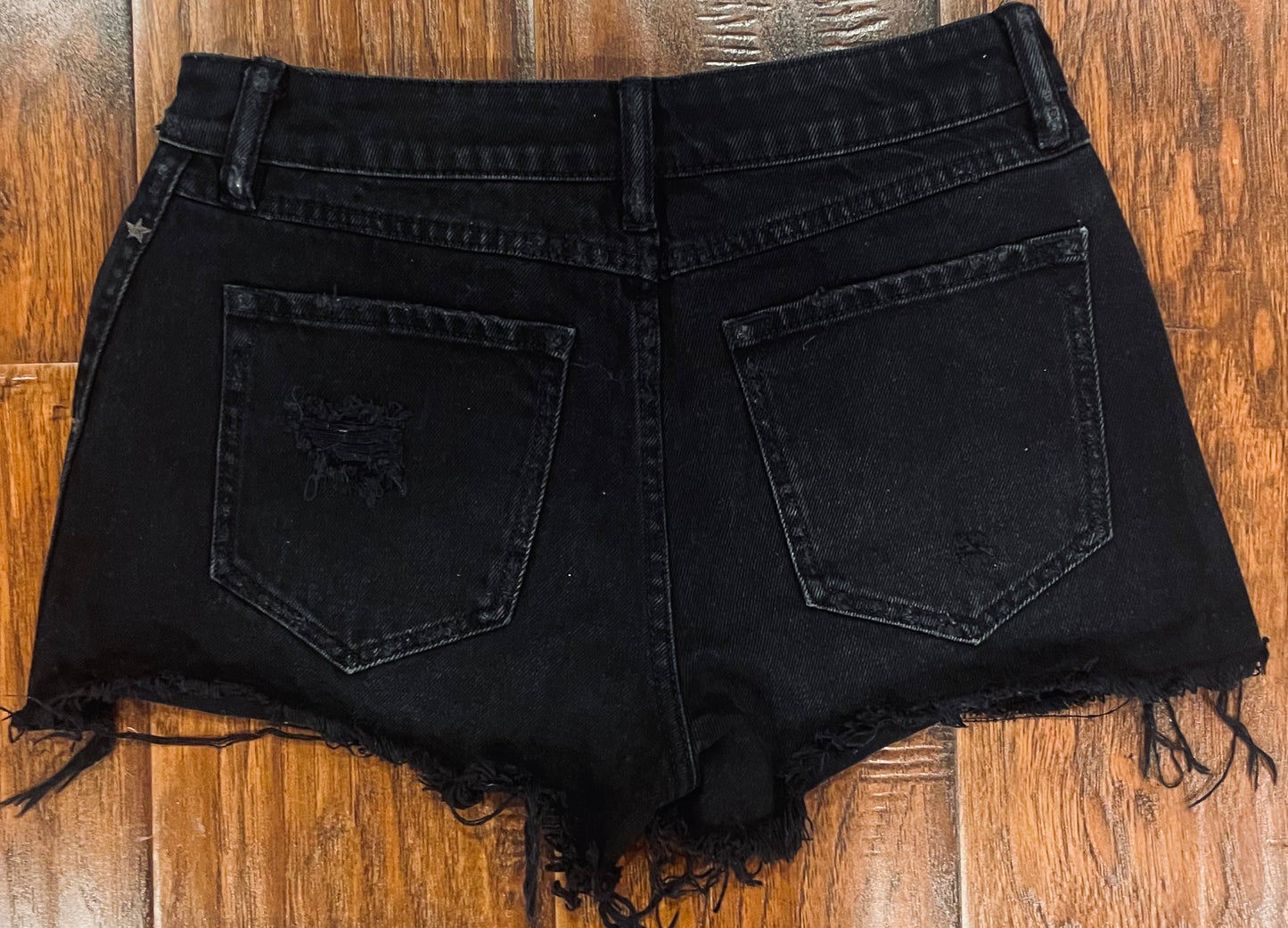 AllSaints Black Distressed Cutoff Shorts