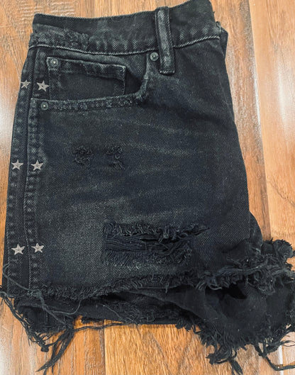 AllSaints Black Distressed Cutoff Shorts