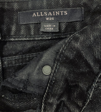 AllSaints Black Distressed Cutoff Shorts