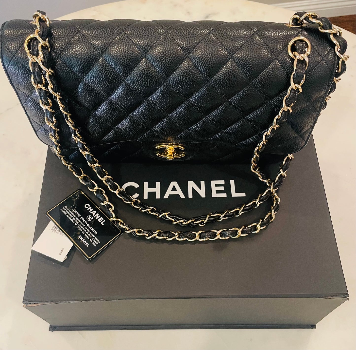 Chanel Black Large Classic Double Flap Handbag