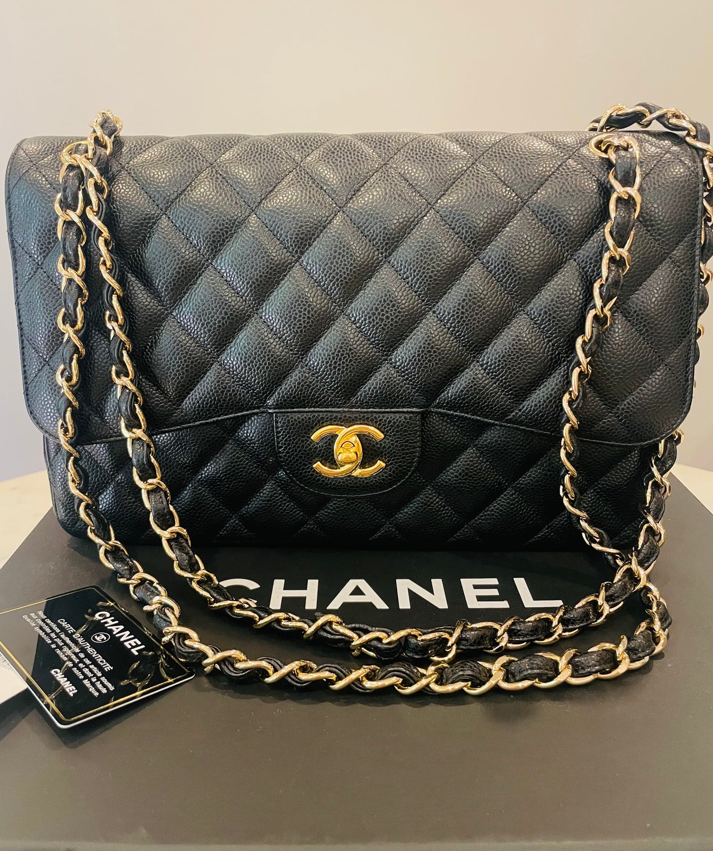 Chanel Black Large Classic Double Flap Handbag