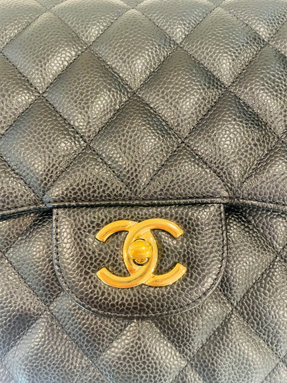 Chanel Black Large Classic Double Flap Handbag