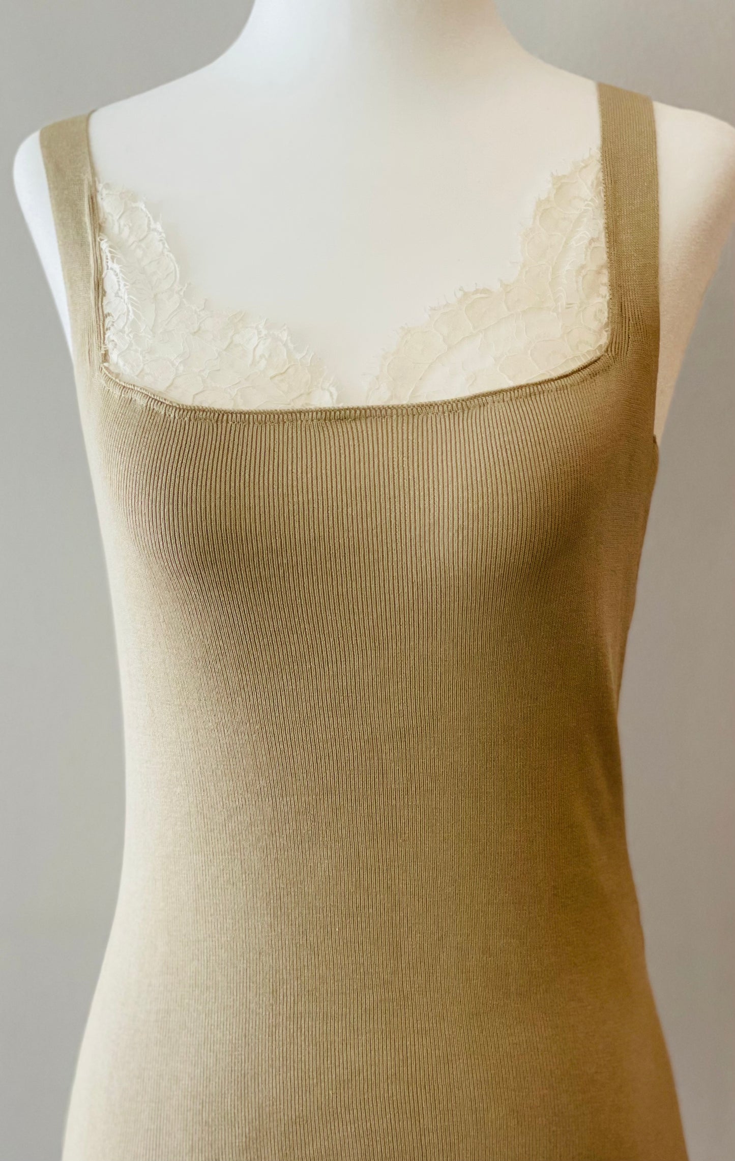 Valentino Cotton Blend Top with Lace Detail