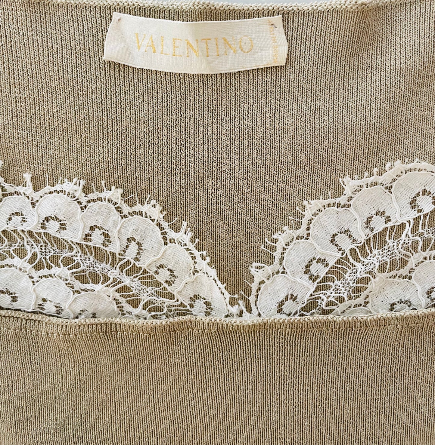 Valentino Cotton Blend Top with Lace Detail