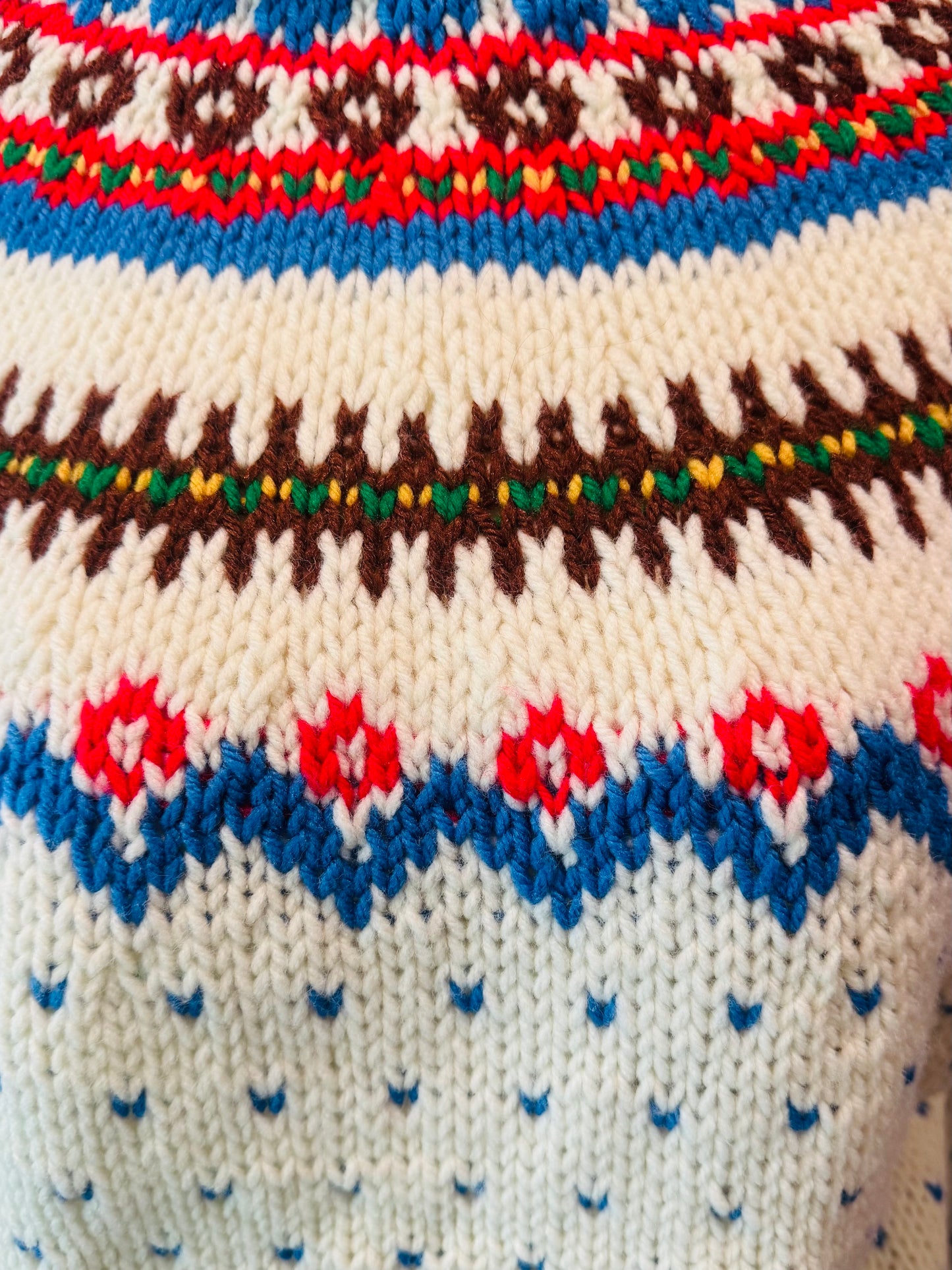 Vintage 80s Fair Isle Chunky Knit Turtleneck Sweater