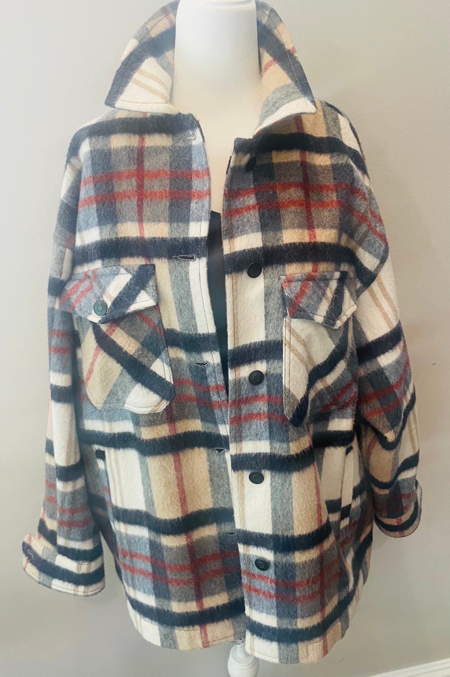 ZARA Plaid Oversized Shacket Jacket