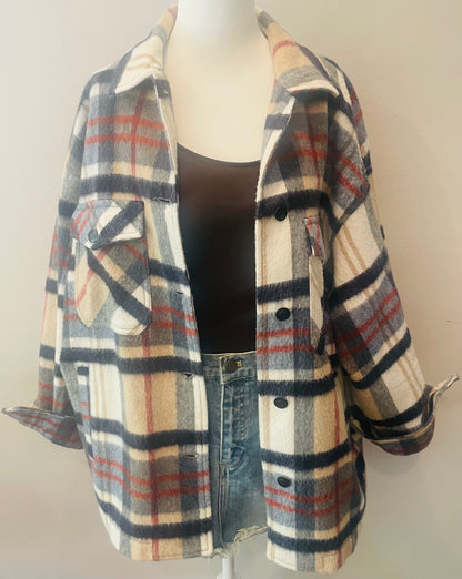 ZARA Plaid Oversized Shacket Jacket