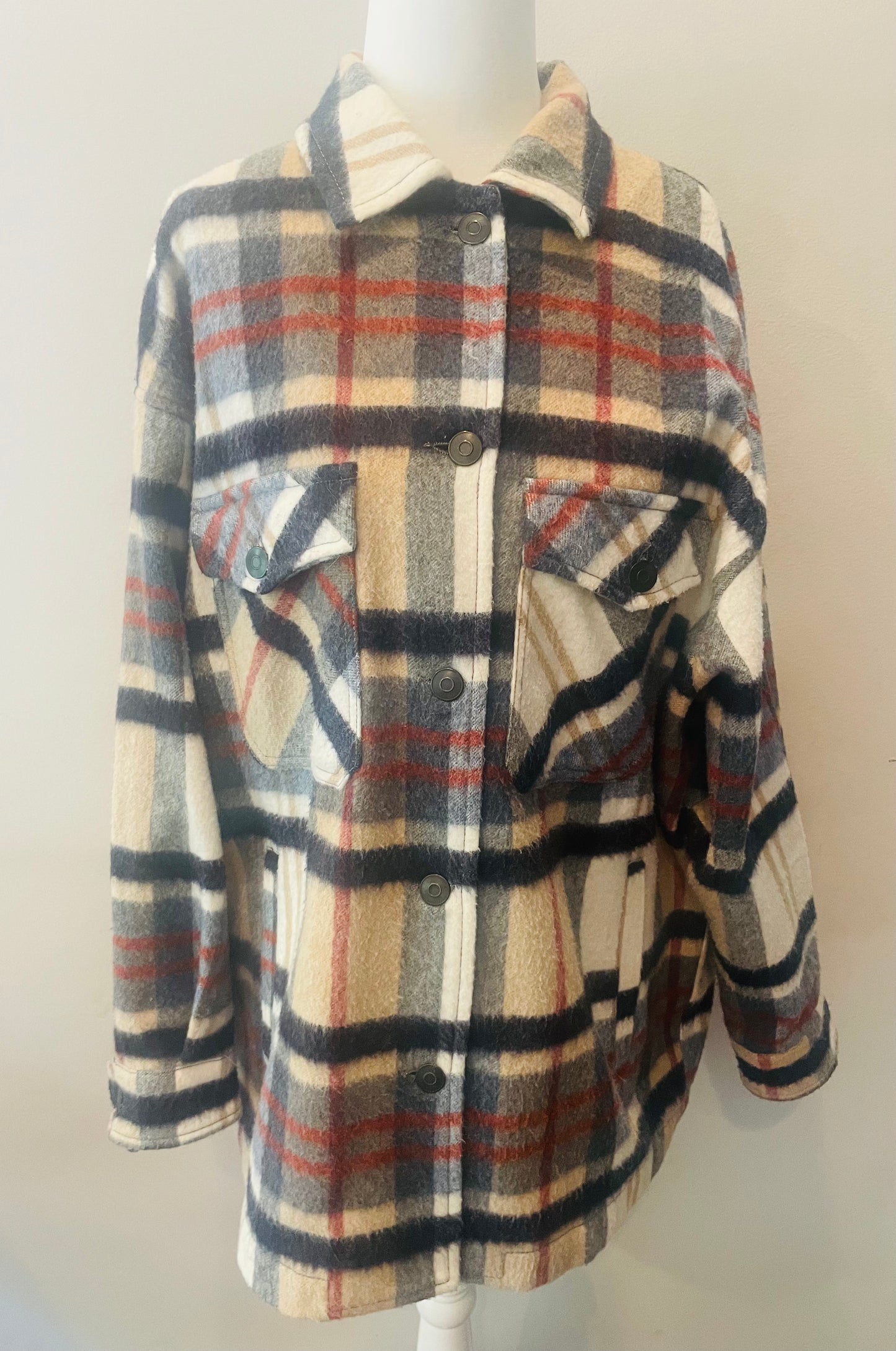 ZARA Plaid Oversized Shacket Jacket