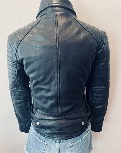 AllSaints Leather Quilted Biker Jacket