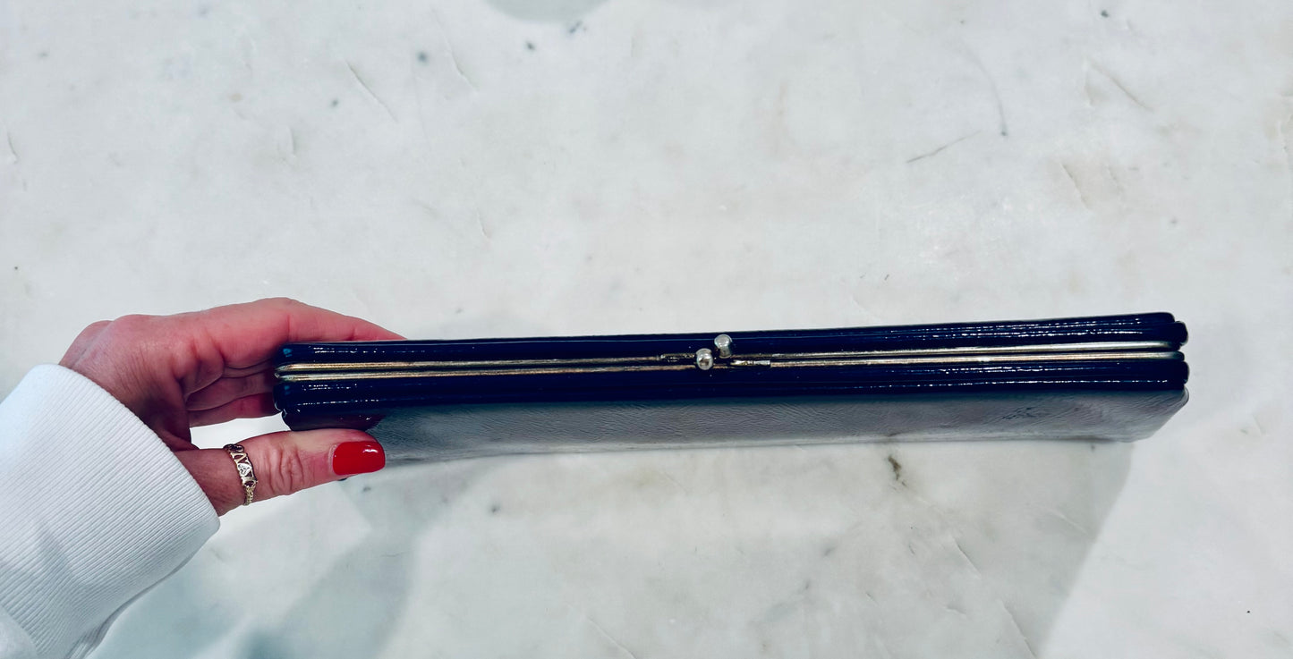Vintage Navy Patent Leather Evening Bag