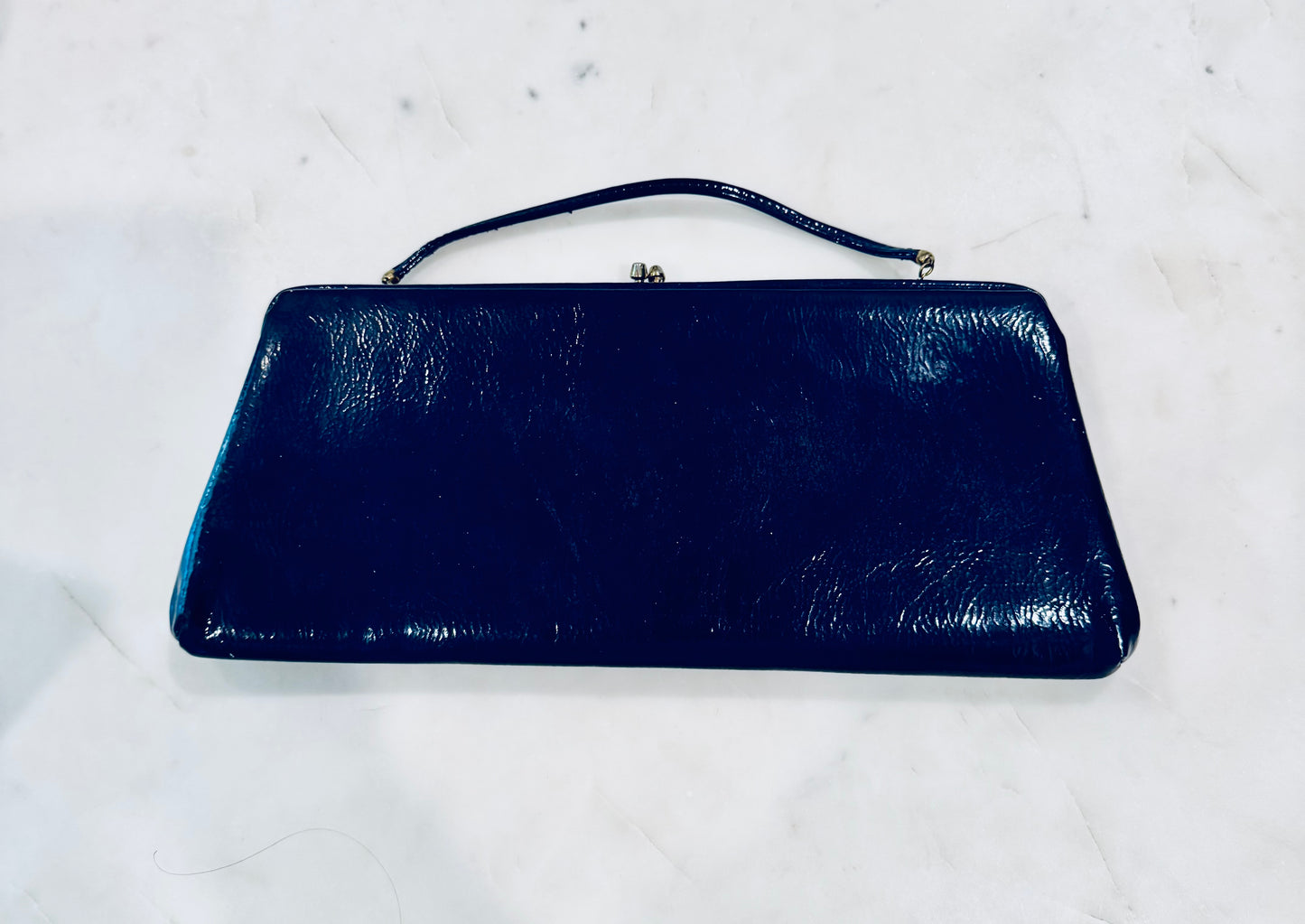Vintage Navy Patent Leather Evening Bag