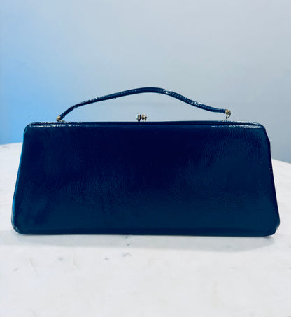 Vintage Navy Patent Leather Evening Bag