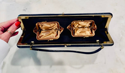 Vintage Navy Patent Leather Evening Bag