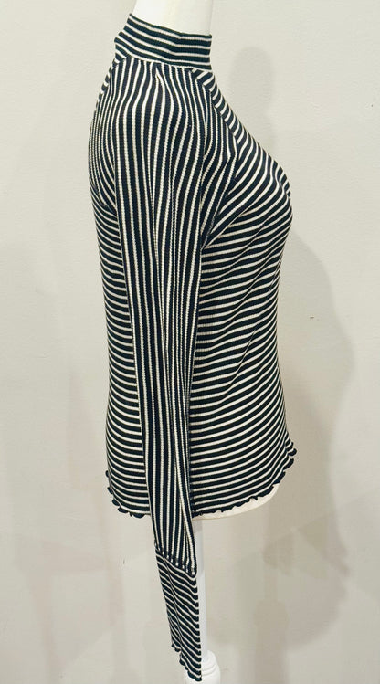 Vintage Free People Striped Mock Neck Top