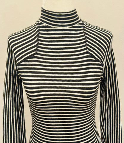 Vintage Free People Striped Mock Neck Top