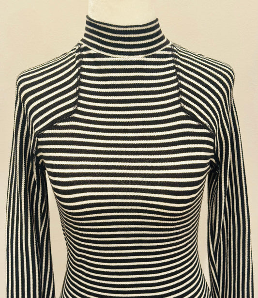 Vintage Free People Striped Mock Neck Top
