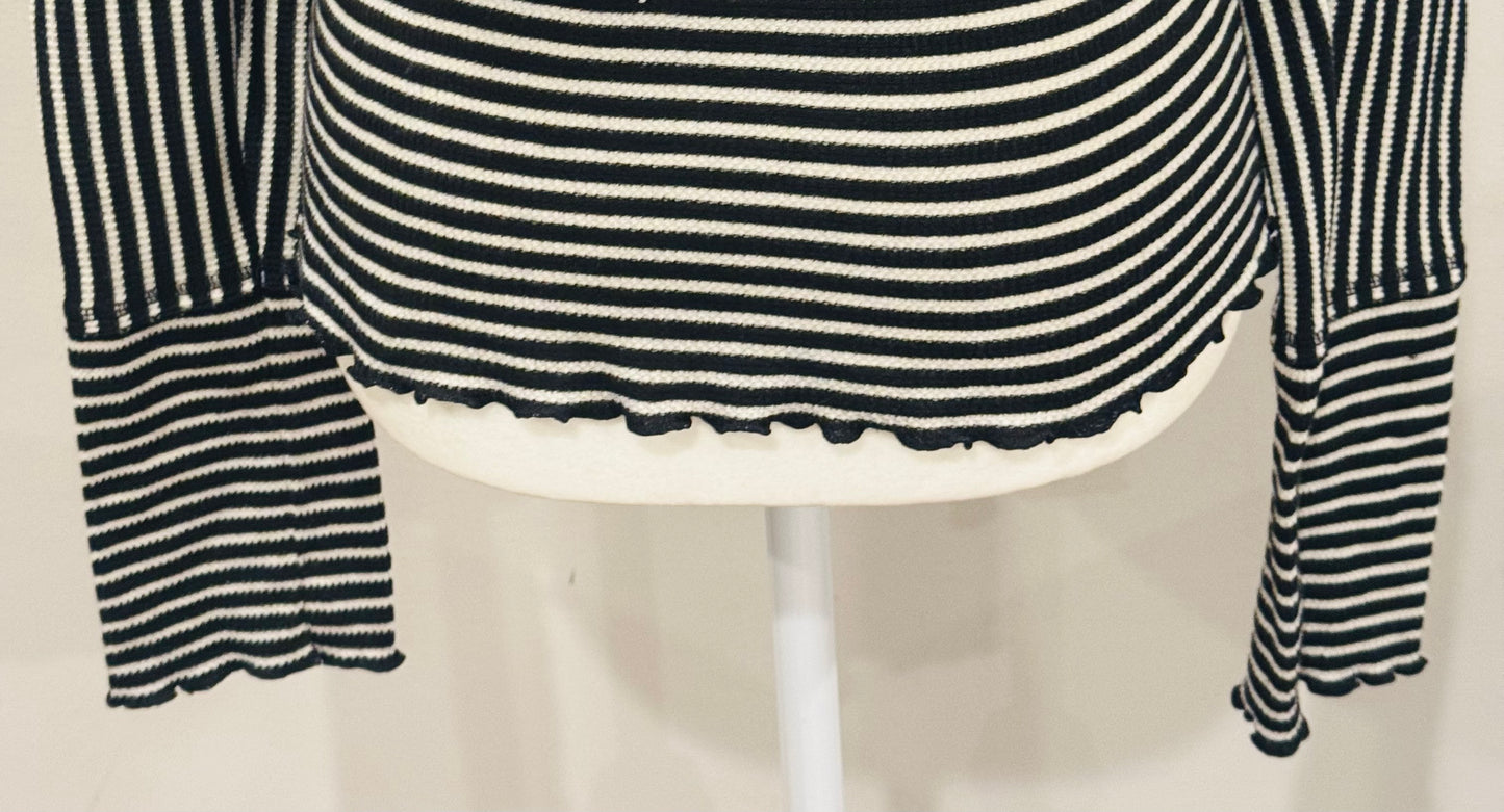 Vintage Free People Striped Mock Neck Top