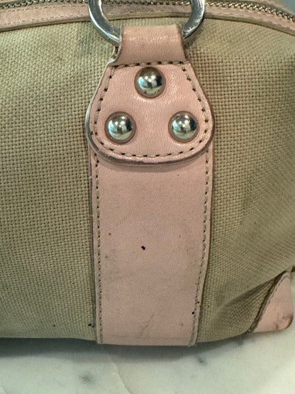 Vintage Rafe New York Vintage Canvas & Pink Leather Satchel Handbag