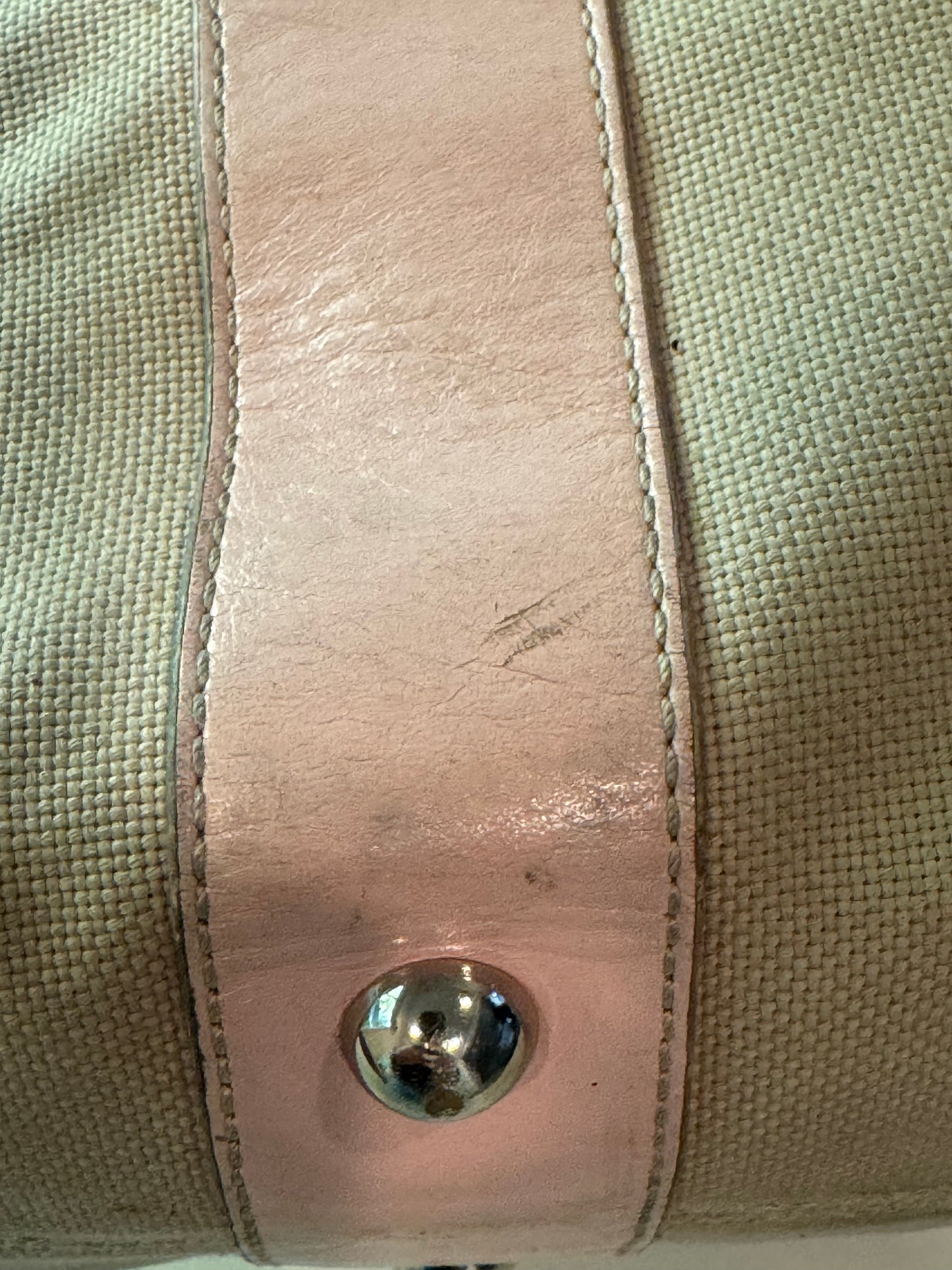 Vintage Rafe New York Vintage Canvas & Pink Leather Satchel Handbag