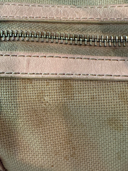 Vintage Rafe New York Vintage Canvas & Pink Leather Satchel Handbag