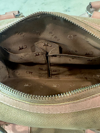 Vintage Rafe New York Vintage Canvas & Pink Leather Satchel Handbag