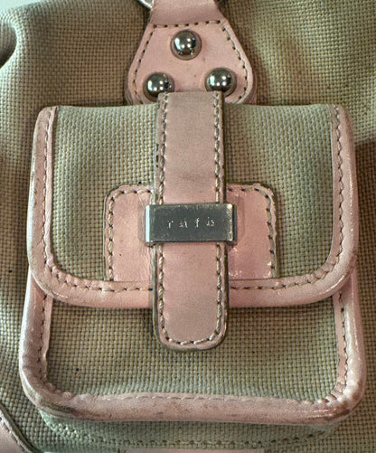 Vintage Rafe New York Vintage Canvas & Pink Leather Satchel Handbag