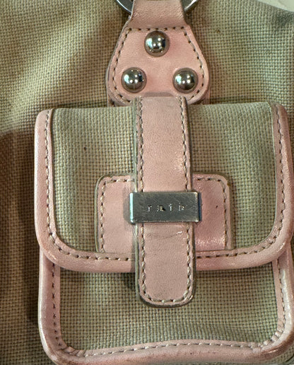 Vintage Rafe New York Vintage Canvas & Pink Leather Satchel Handbag