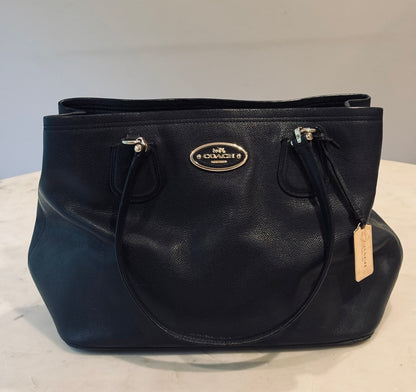 Vintage Black Leather Coach New York Shoulder Bag