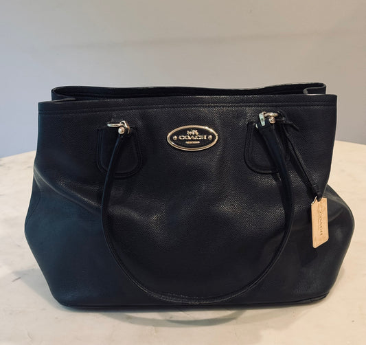 Vintage Black Leather Coach New York Shoulder Bag