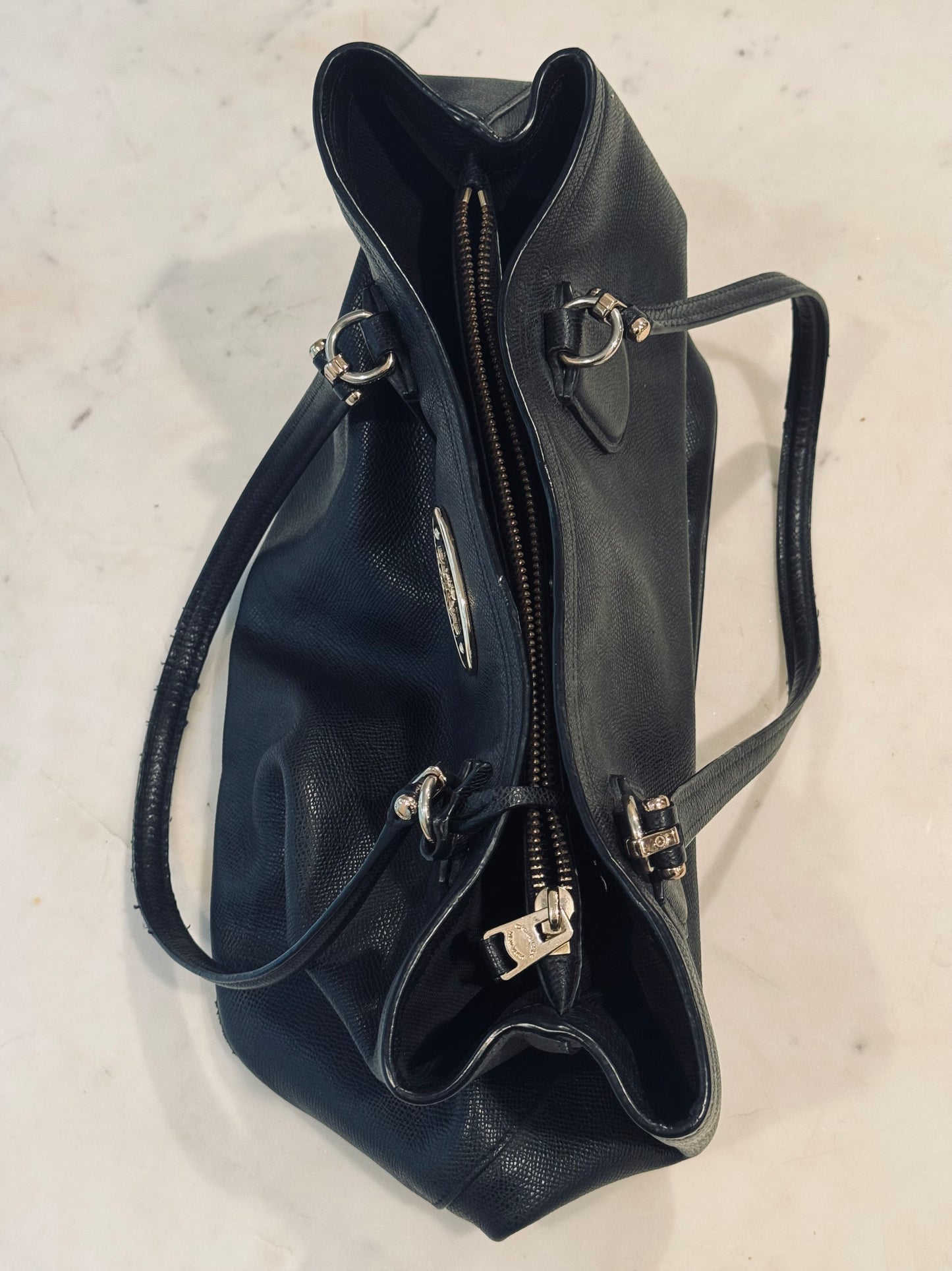 Vintage Black Leather Coach New York Shoulder Bag