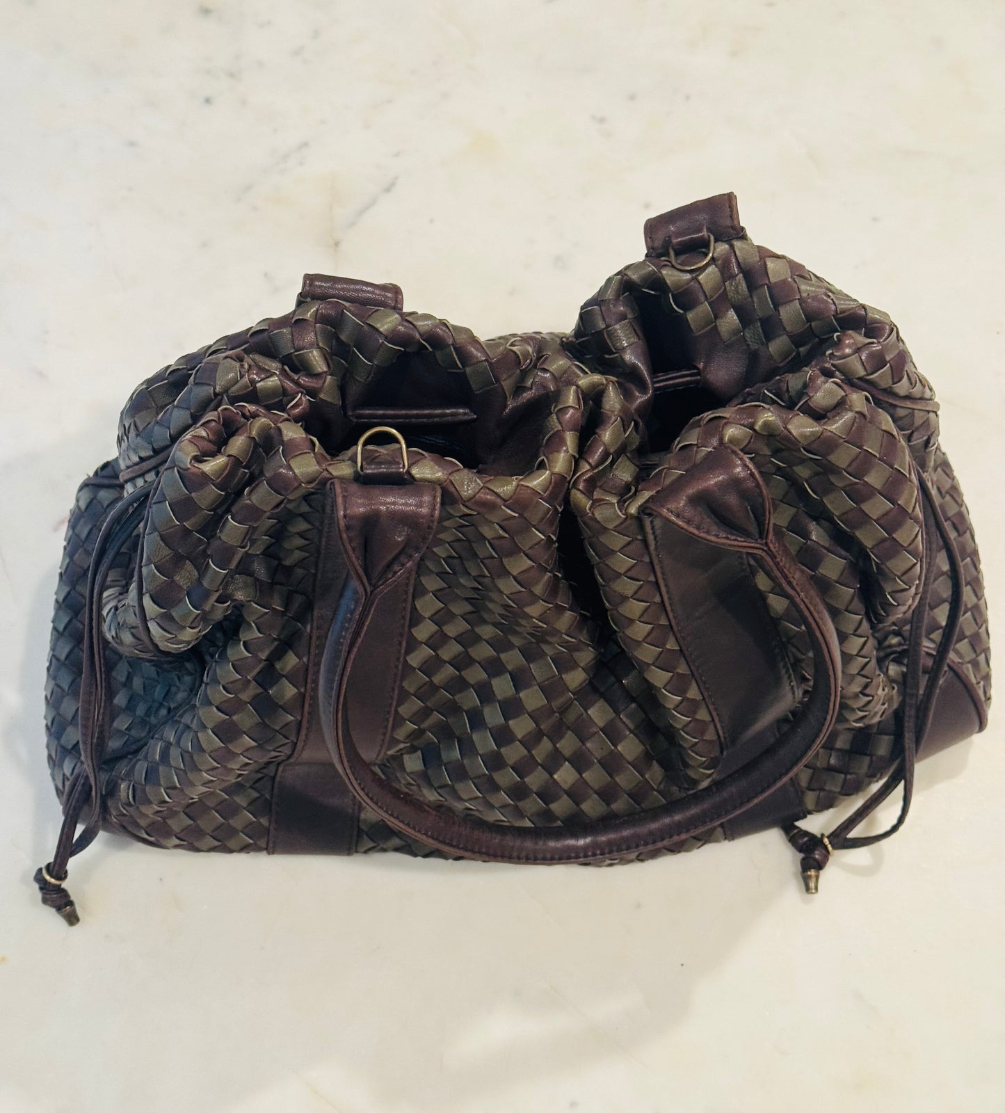 Vintage COSCI Italian Woven Leather Handbag