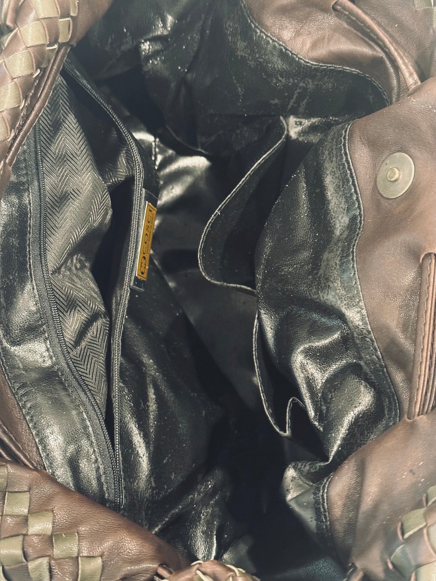 Vintage COSCI Italian Woven Leather Handbag