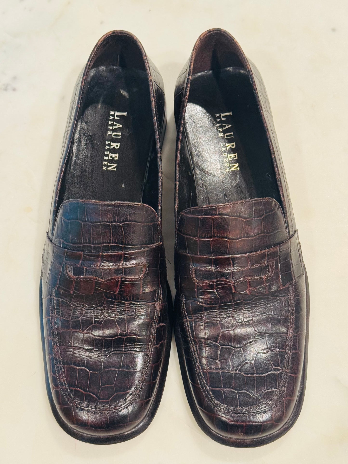 Vintage Ralph Lauren Croc-Embossed Leather Loafers