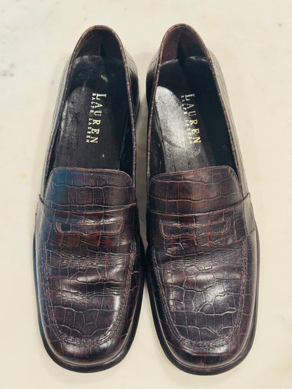 Vintage Ralph Lauren Croc-Embossed Leather Loafers