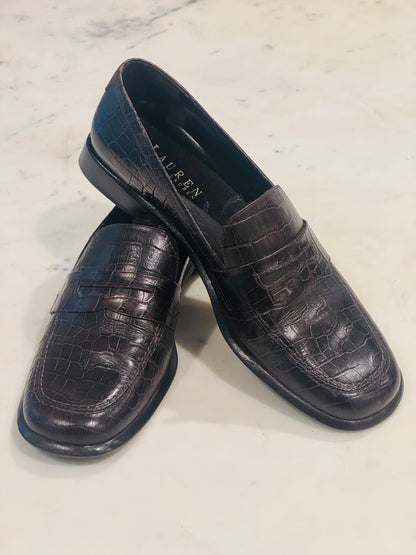 Vintage Ralph Lauren Croc-Embossed Leather Loafers