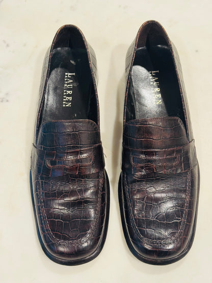 Vintage Ralph Lauren Croc-Embossed Leather Loafers
