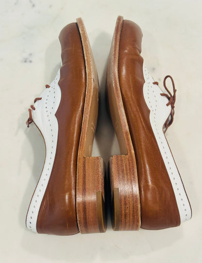 Vintage Henry Beguelin Handmade Two-Tone Italian Leather Oxfords Shoes
