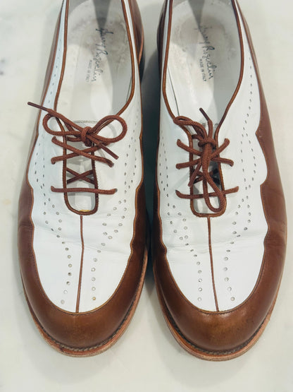 Vintage Henry Beguelin Handmade Two-Tone Italian Leather Oxfords Shoes