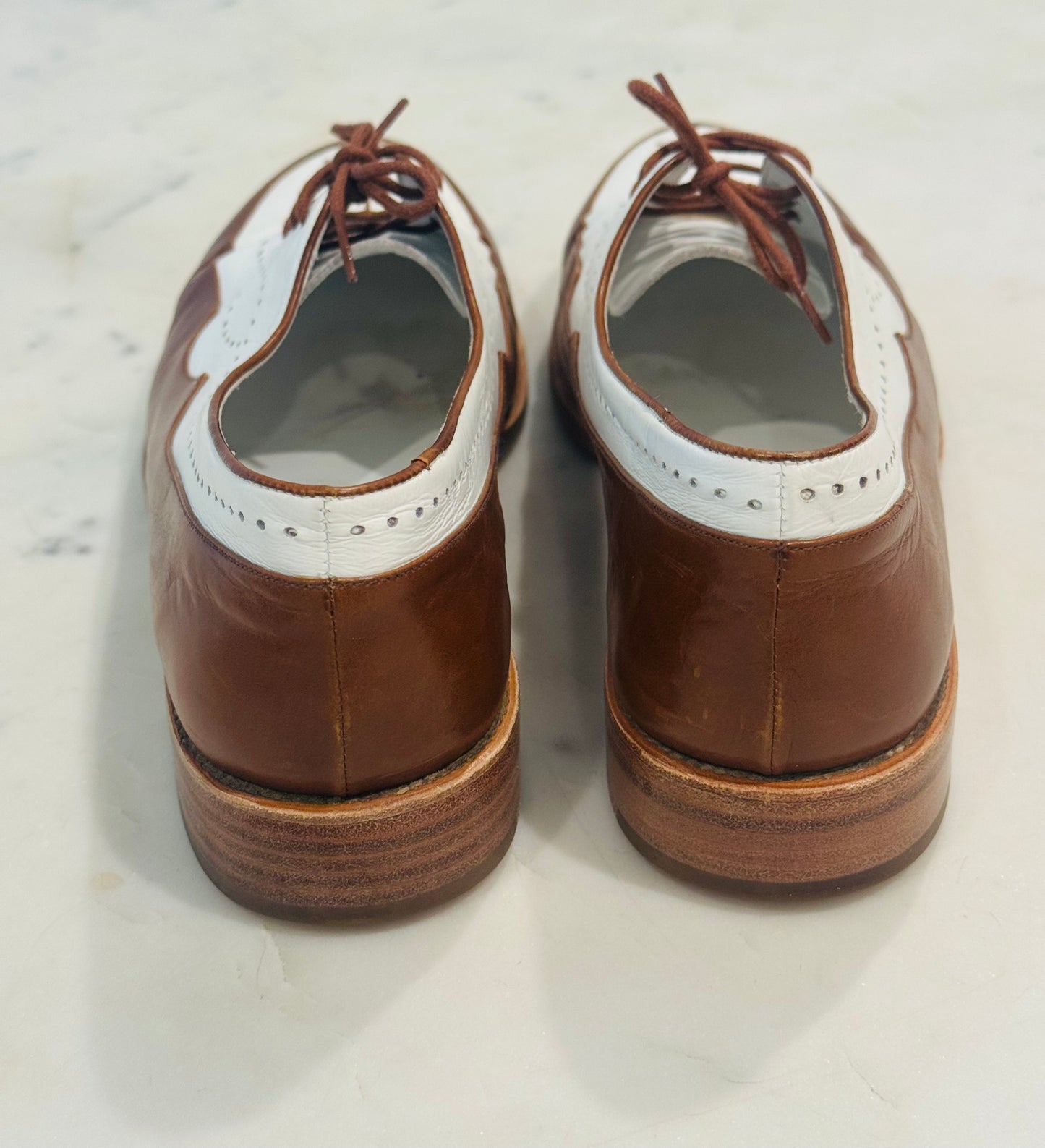 Vintage Henry Beguelin Handmade Two-Tone Italian Leather Oxfords Shoes