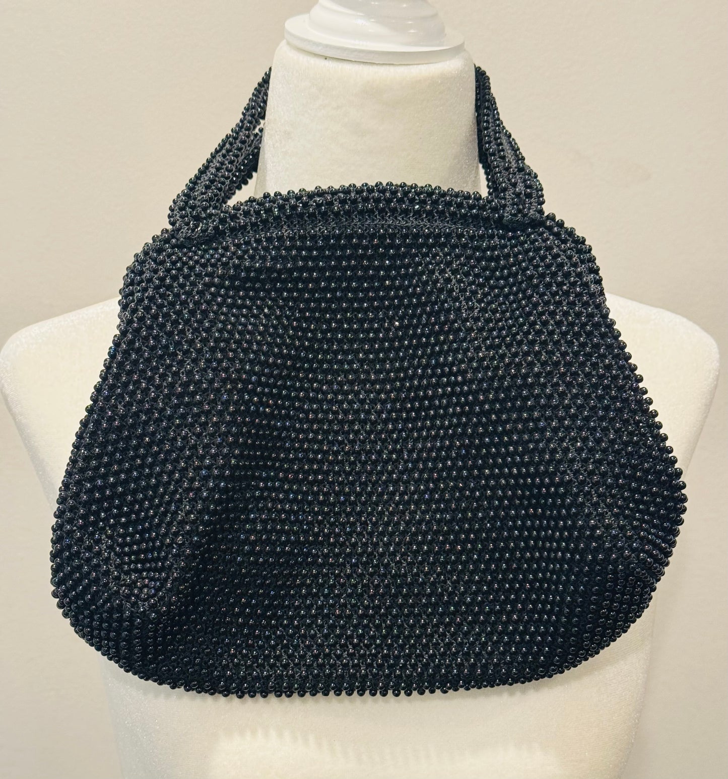 Vintage Black Beaded Evening Bag